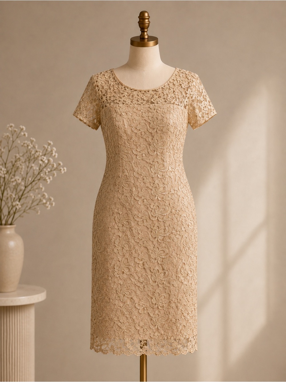 Laundry by Shelli Segal Gold Shimmer Lace Cocktail Dress Size 6 NWOT